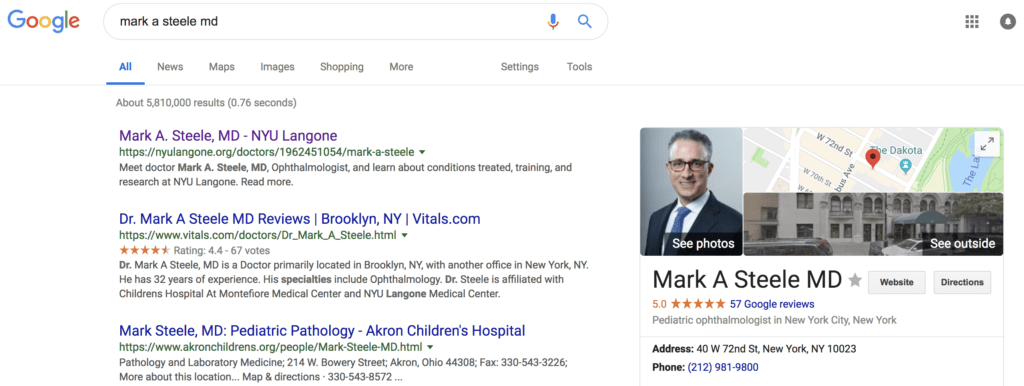 Google doctor search; how patients search for doctors online