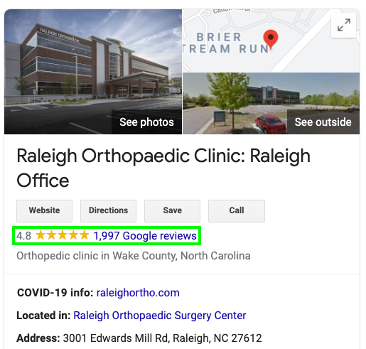 Raleigh Orthopaedic Clinic Google My Business