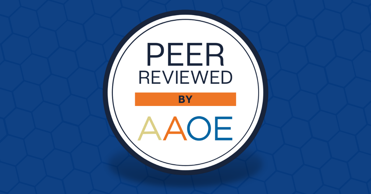 Image of AAOE Badge, presented by American Academy of Ophthalmology