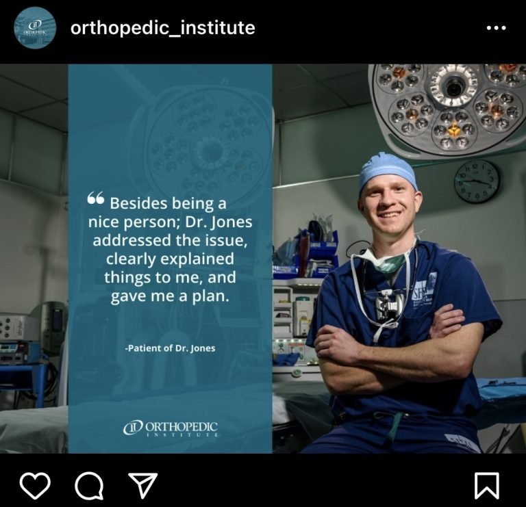 Patient testimonials act as ; social proof; this patient testimonial features the name and image of the doctor and the practice's logo