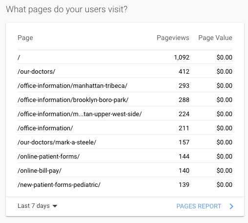 Google Analytics pageviews