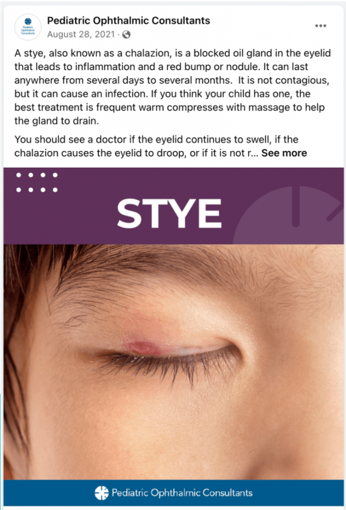 Pediatric Ophthalmic Consultants educational social post