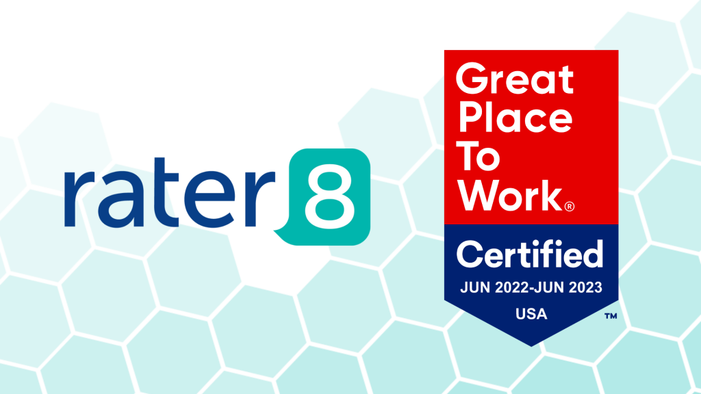 rater8 graphic with Great Place to Work badge