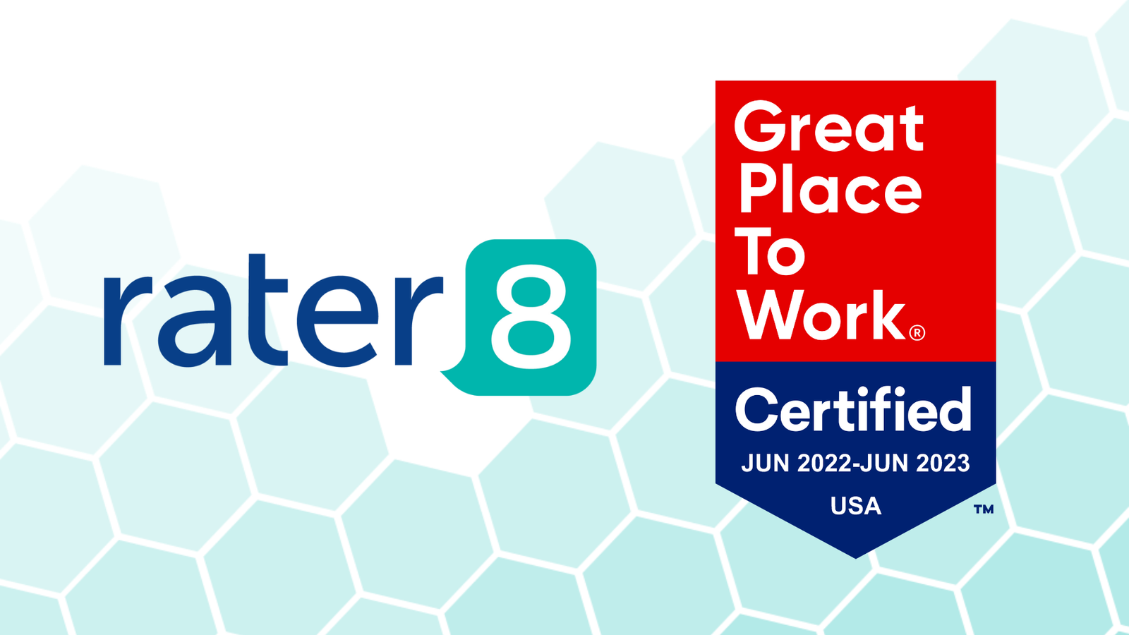 rater8 graphic with Great Place to Work badge