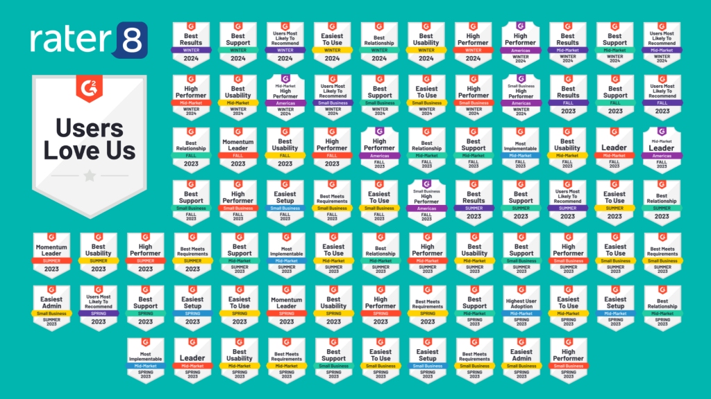 rater8 earned 82 G2 badges in 2023