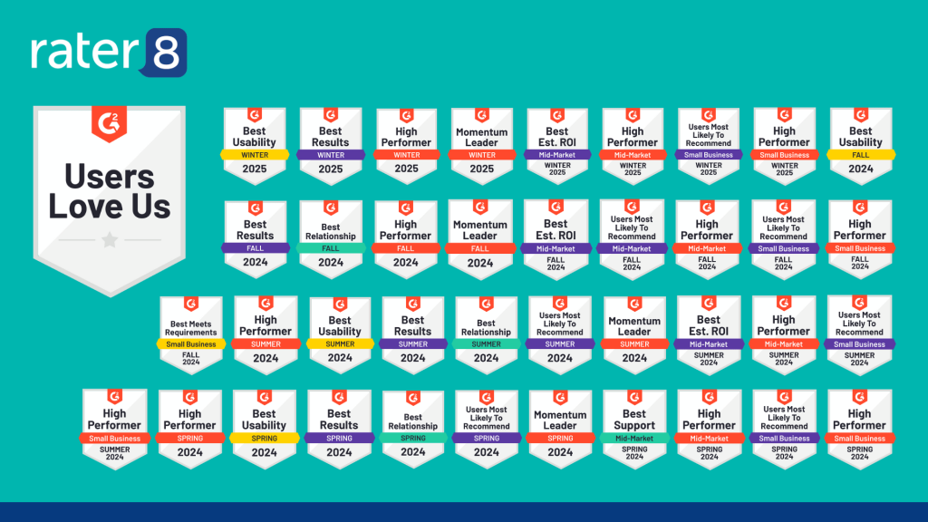 rater8 earned 39 G2 badges in 2024
